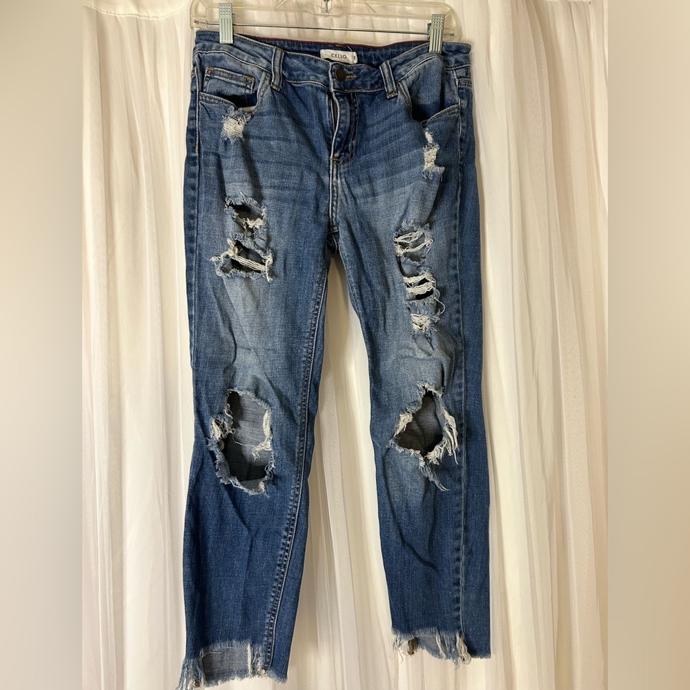 Cello Blue Denim Distressed Jeans size 9